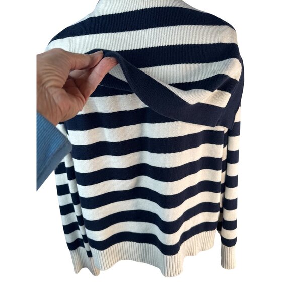 2/$30 ZARA Striped Small Knit Sweater Navy & Cream - Picture 11 of 13